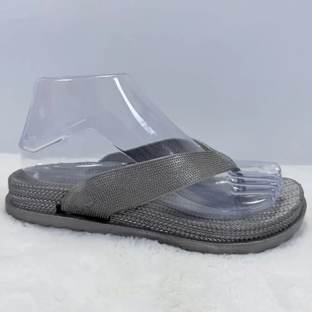 Capelli Silver Rhinestone Bling Womens Flip Flops Size 7 NWOB